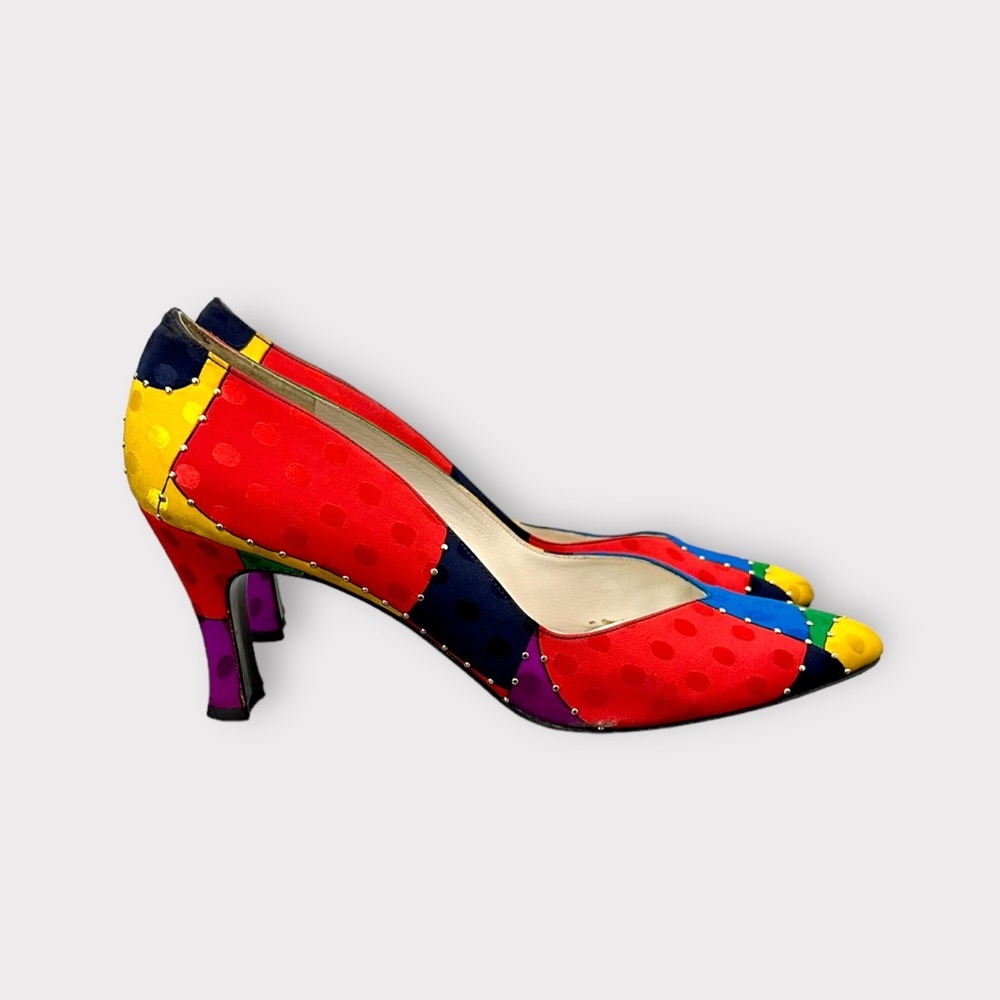 Vintage 1980s Stuart Weitzman for Mr.Seymour Colour Blocking Pumps - Picture 5 of 7